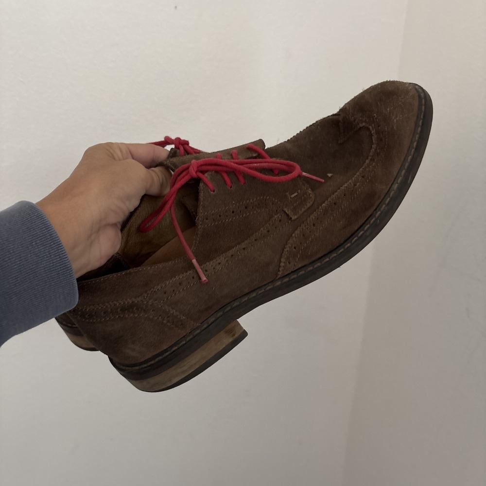 VIONIC Mens Bruno Wingtip Oxford Derby Size 12 US Brown Suede Leather Lace Up